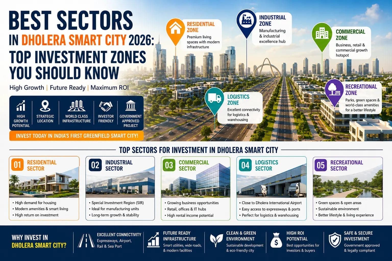 Best Sectors in Dholera Smart City 2026: Top Investment Zones You Should Know