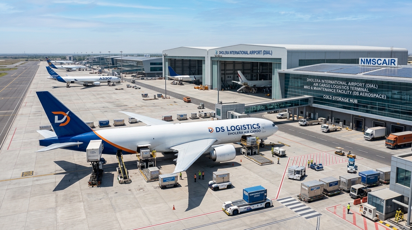 Dedicated air cargo logistics terminal and MRO maintenance facility at Dholera International Airport Navagam